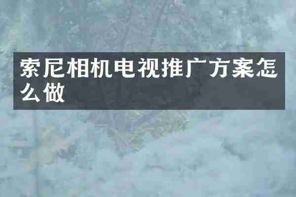 索尼相机电视推广方案怎么做
