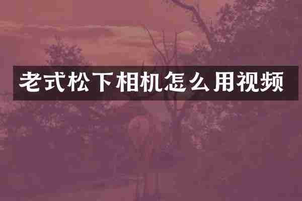 老式松下相机怎么用视频
