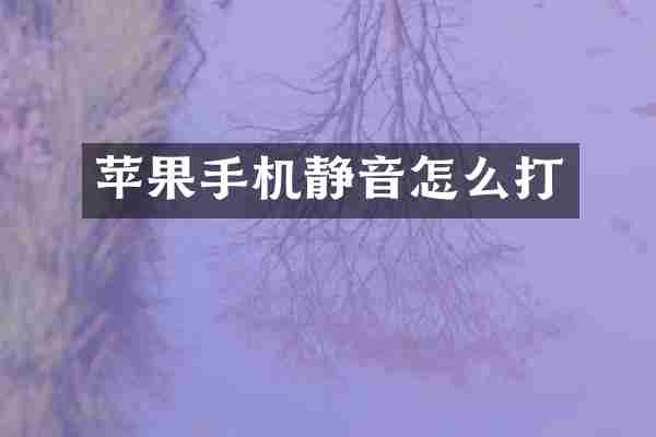苹果手机静音怎么打