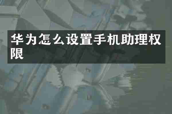 华为怎么设置手机助理权限