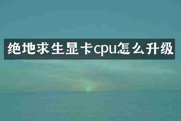 绝地求生显卡cpu怎么升级
