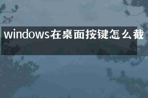 windows在桌面按键怎么截取