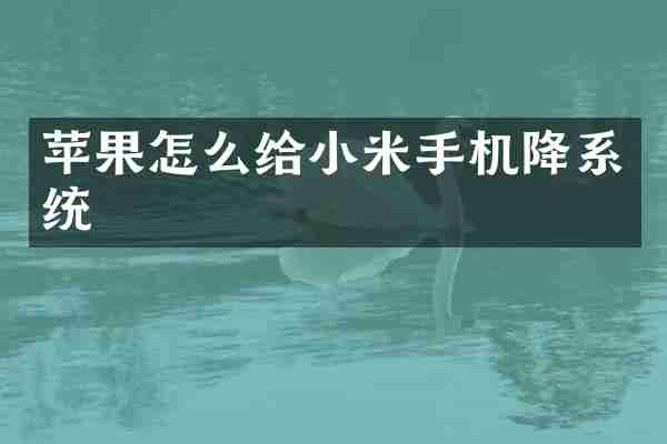 苹果怎么给小米手机降系统