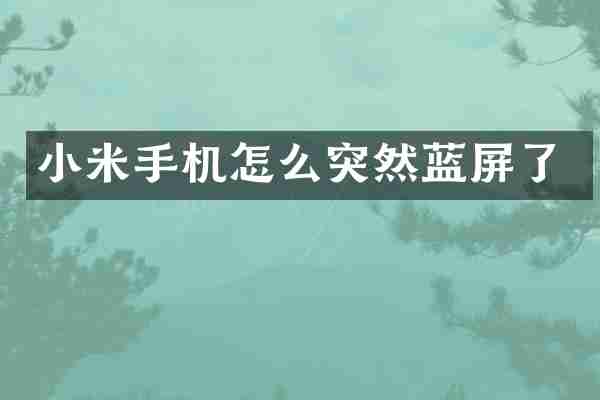 小米手机怎么突然蓝屏了