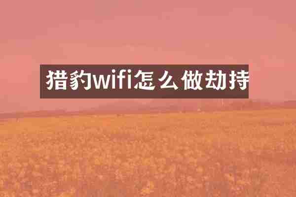猎豹wifi怎么做劫持