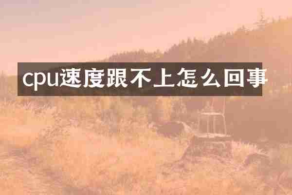 cpu速度跟不上怎么回事