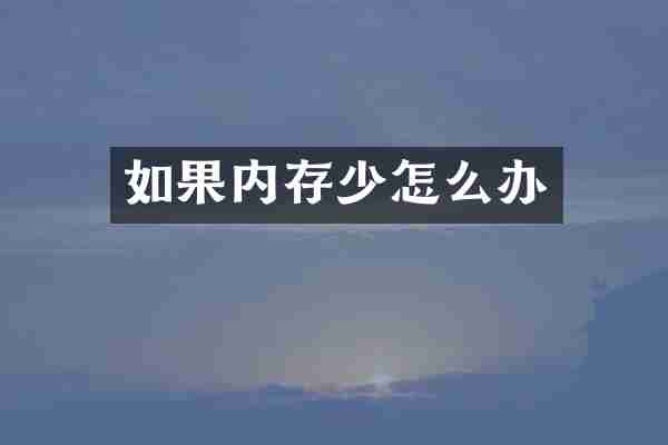 如果内存少怎么办