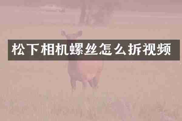 松下相机螺丝怎么拆视频