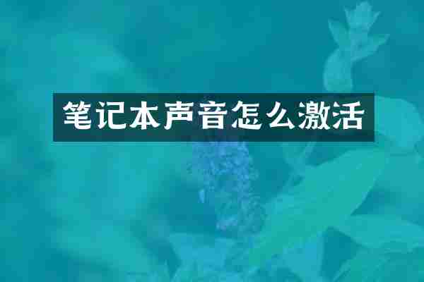笔记本声音怎么激活