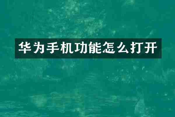 华为手机功能怎么打开