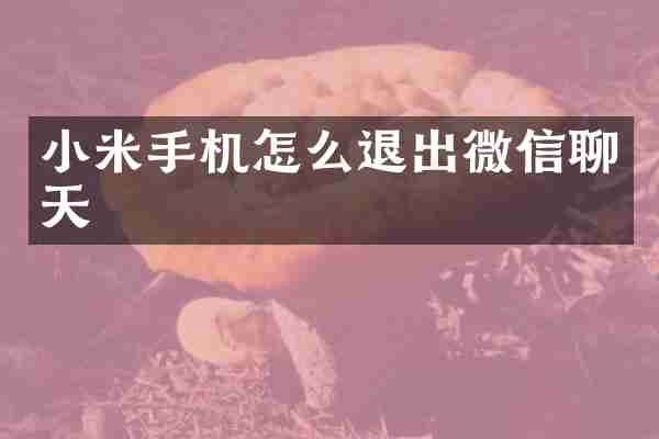 小米手机怎么退出微信聊天