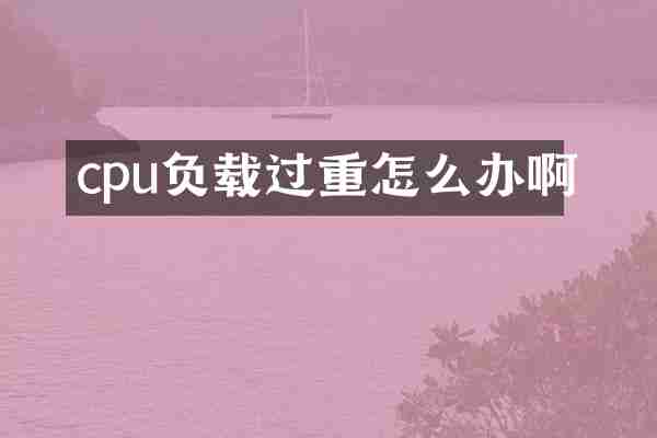 cpu负载过重怎么办啊