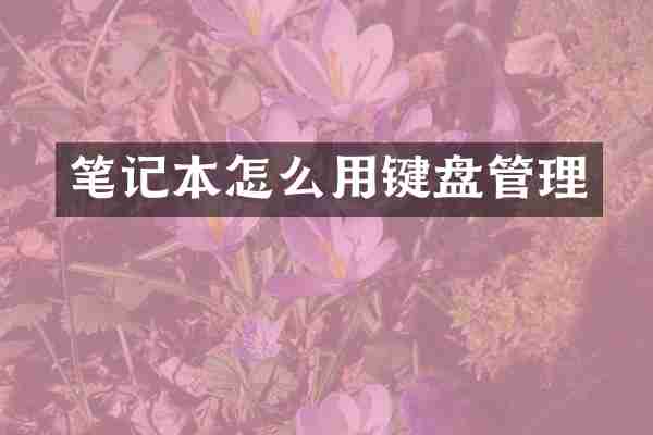 笔记本怎么用键盘管理
