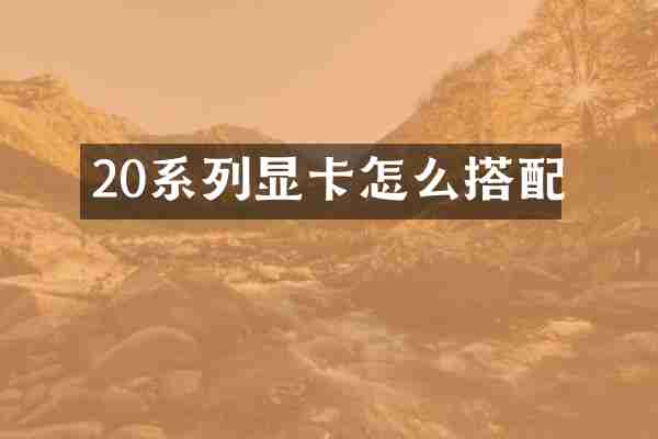 20系列显卡怎么搭配