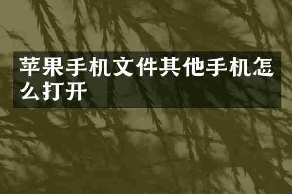 苹果手机文件其他手机怎么打开