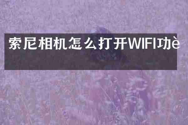 索尼相机怎么打开WIFI功能