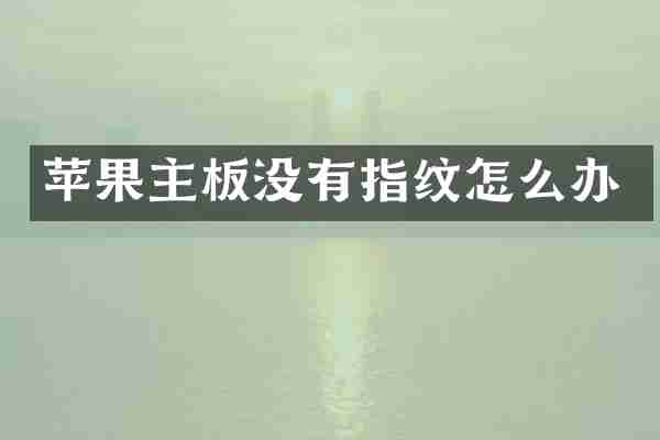 苹果主板没有指纹怎么办
