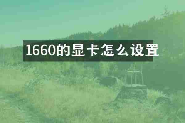 1660的显卡怎么设置