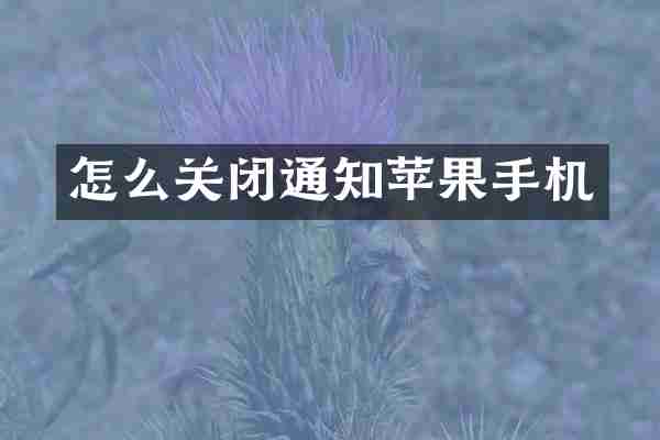 怎么关闭通知苹果手机