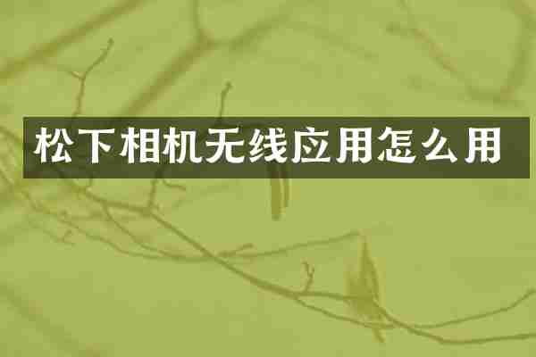 松下相机无线应用怎么用