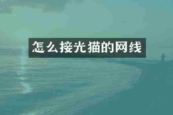 怎么接光猫的网线