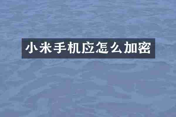 小米手机应怎么加密