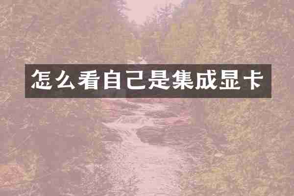 怎么看自己是集成显卡