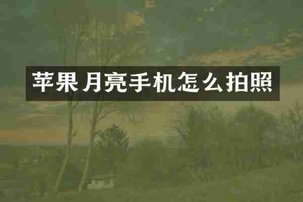 苹果月亮手机怎么拍照