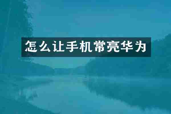 怎么让手机常亮华为