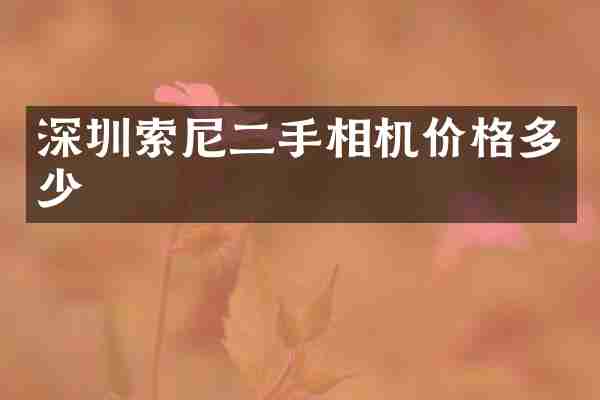 深圳索尼二手相机价格多少