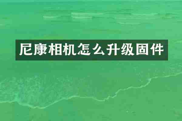 尼康相机怎么升级固件