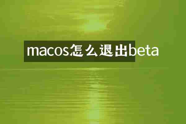 macos怎么退出beta