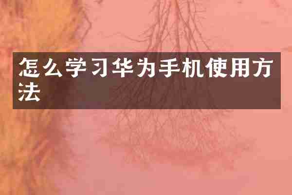 怎么学习华为手机使用方法