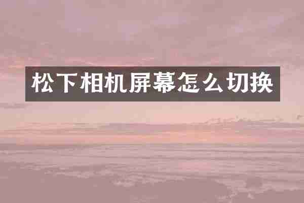 松下相机屏幕怎么切换