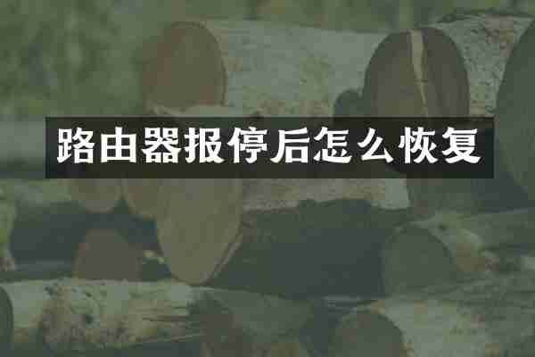 路由器报停后怎么恢复