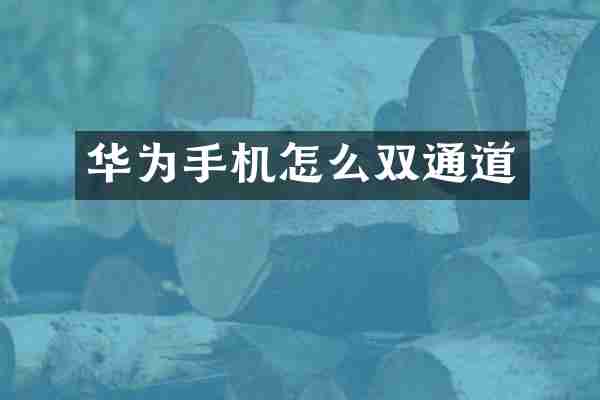 华为手机怎么双通道