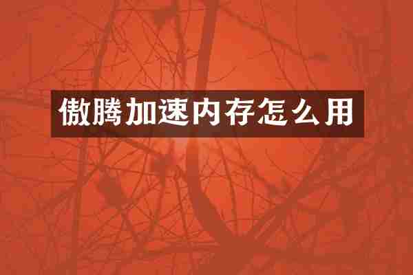傲腾加速内存怎么用