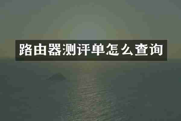 路由器测评单怎么查询