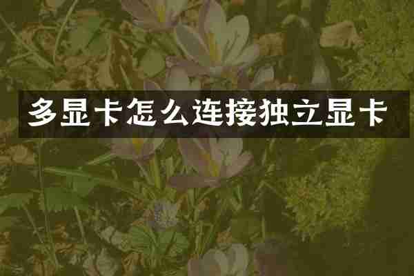 多显卡怎么连接独立显卡