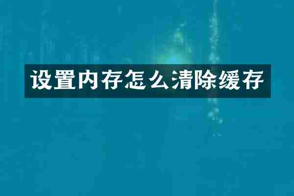 设置内存怎么清除缓存