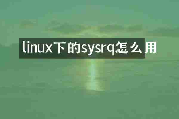 linux下的sysrq怎么用