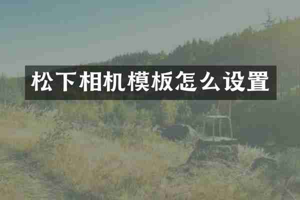 松下相机模板怎么设置