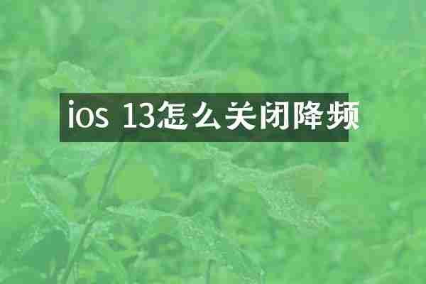 ios 13怎么关闭降频