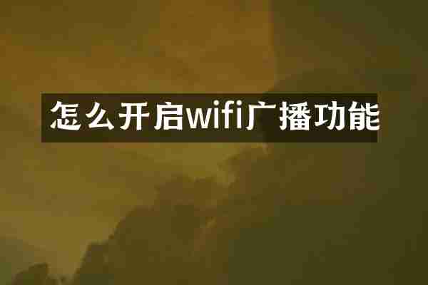 怎么开启wifi广播功能