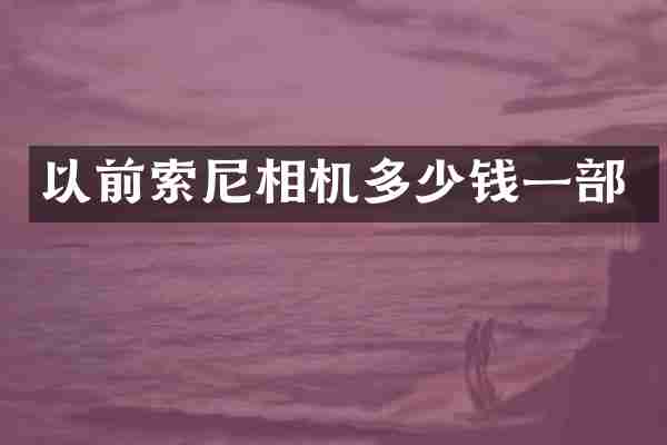 以前相机多少钱一部