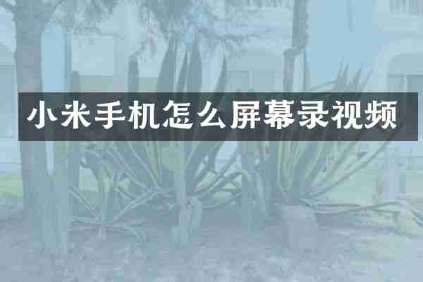 小米手机怎么屏幕录视频