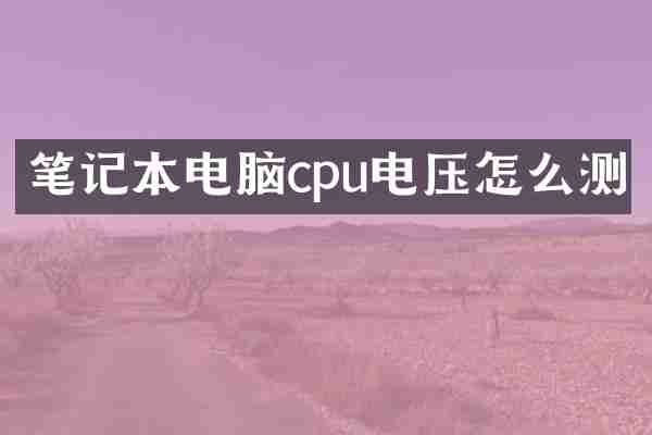 笔记本电脑cpu电压怎么测