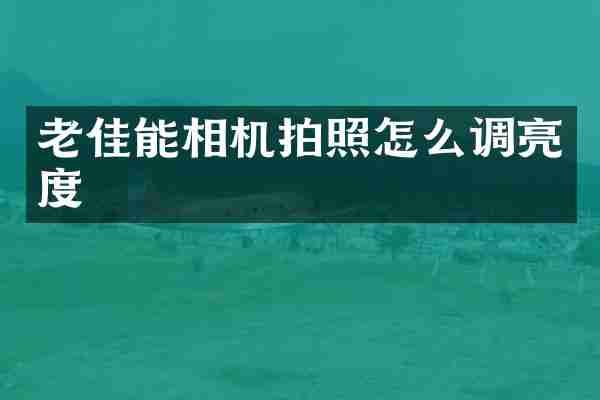 老佳能相机拍照怎么调亮度