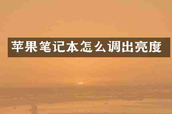 苹果笔记本怎么调出亮度