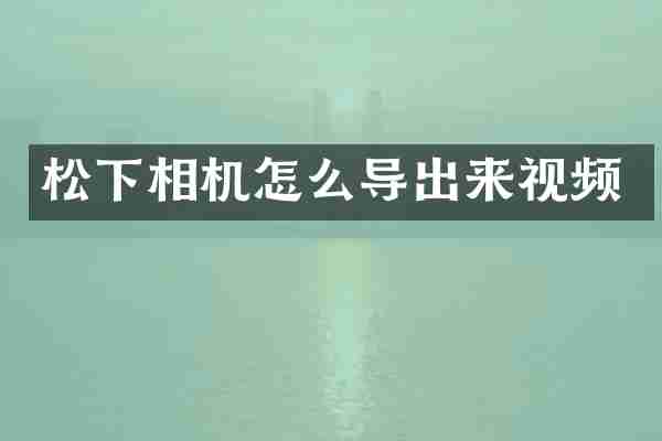 松下相机怎么导出来视频